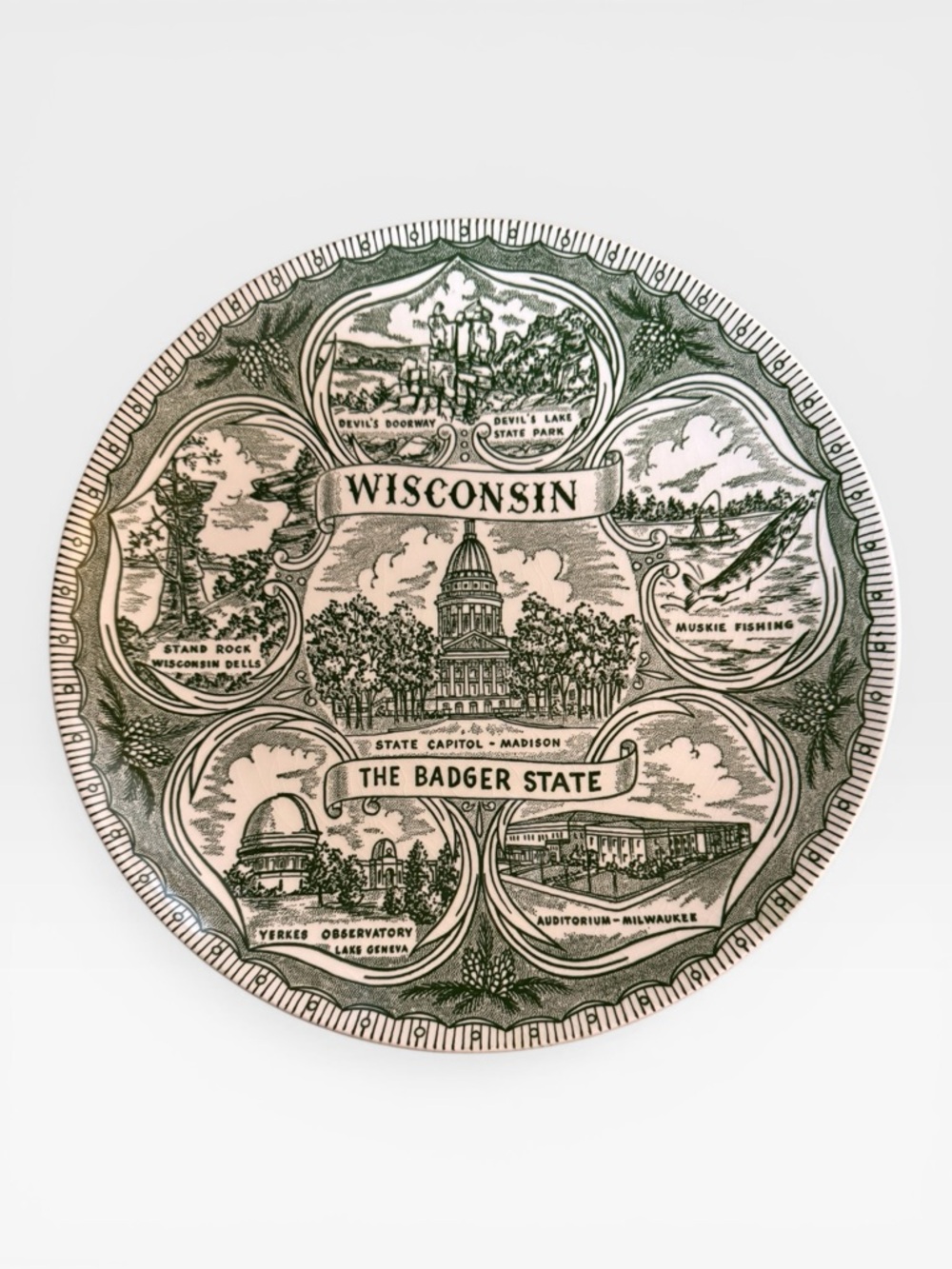 Vintage Wisconsin Transferware Souvenir Plate